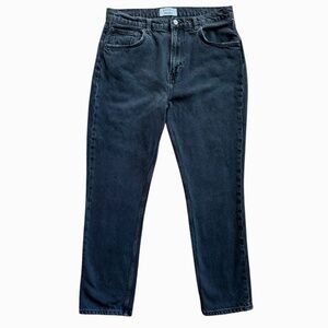 Reformation High Rise Straight Leg Jeans in Black Monterey Wash Sz 31